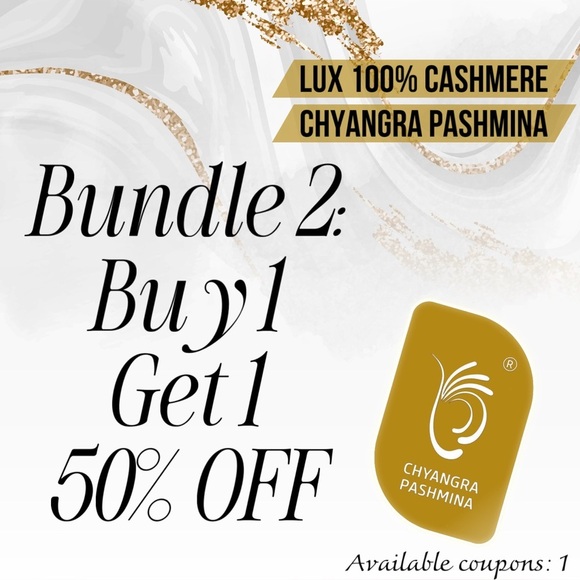 COUPON for 100% Cashmere Pashmina with Chyangra Logo ❣️BUY 1 GET 1 50% OFF❣️ - Picture 1 of 9